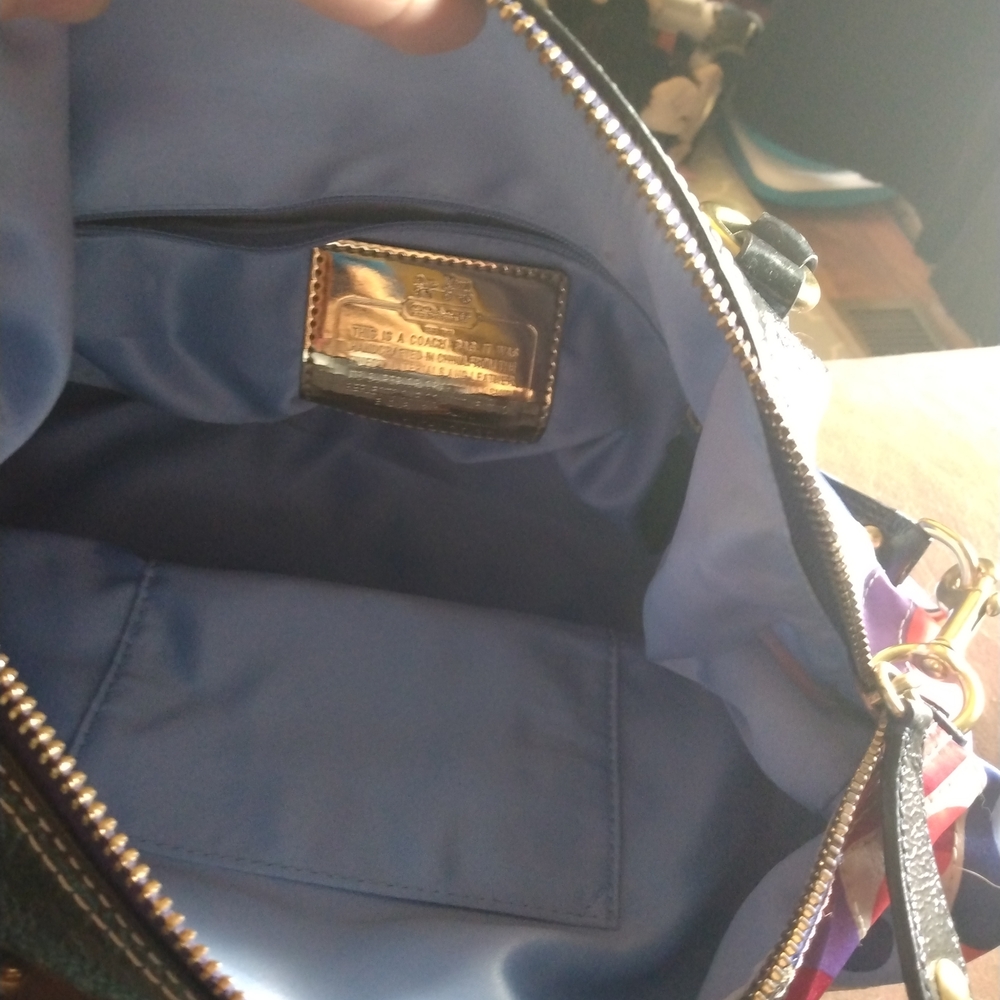 Coach Black and Gold Leather Bag